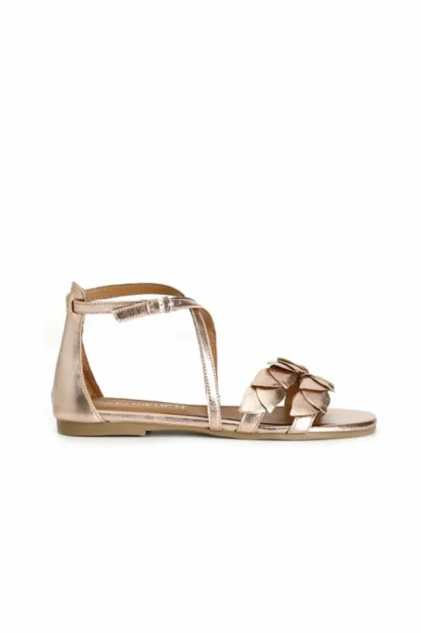 CafèNoir sandali in pelle metallizzata chiusi dietro con laccio alla caviglia oro rosa