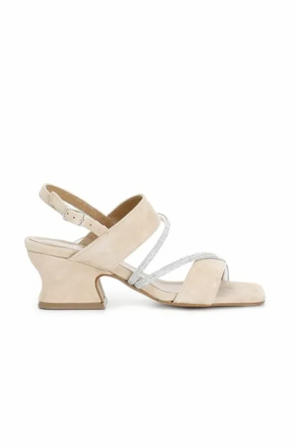 CafèNoir sandali in pelle scamosciata con strass