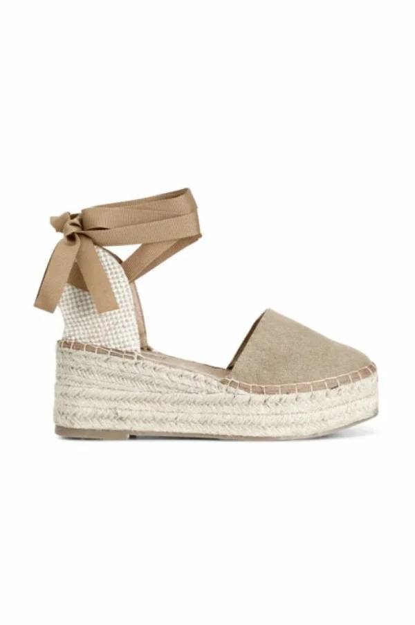 CafèNoir sandali in tessuto con allacciatura schiava su zeppa corda