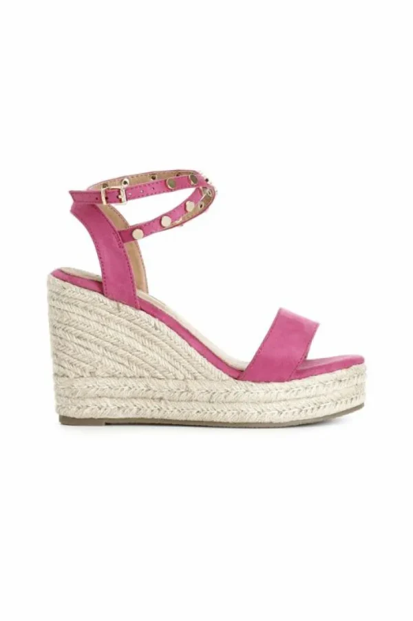 CafèNoir sandali in tessuto con borchie su zeppa corda