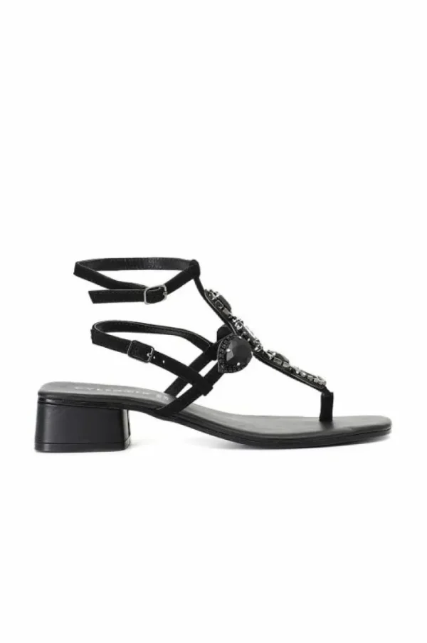 CafèNoir sandali infradito in camoscio con accessorio gioiello