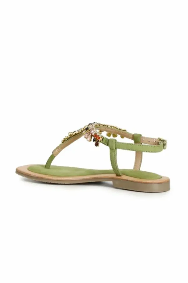 CafèNoir sandali infradito in pelle scamosciata con accessorio gioiello