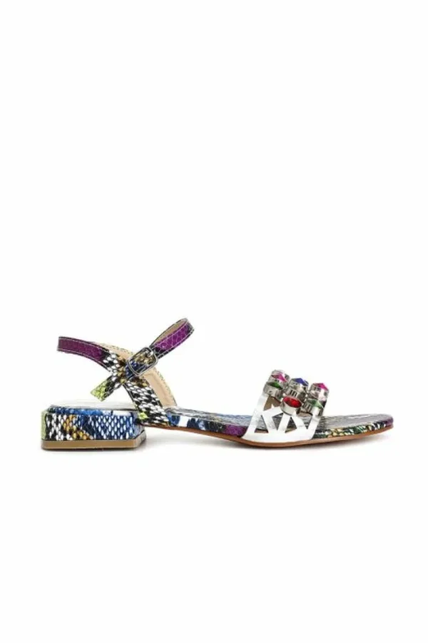 CafèNoir sandali stampa effetto pitonato con strass
