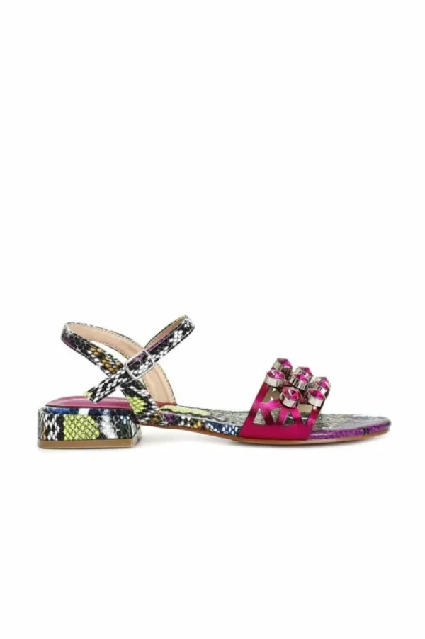 CafèNoir sandali stampa effetto pitonato con strass