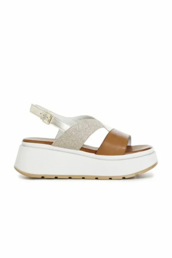 CafèNoir sandali su zeppa in pelle e glitter