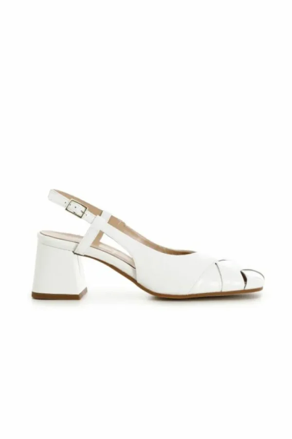 CafèNoir scarpe aperte dietro in pelle di vernice con tomaia intrecciata