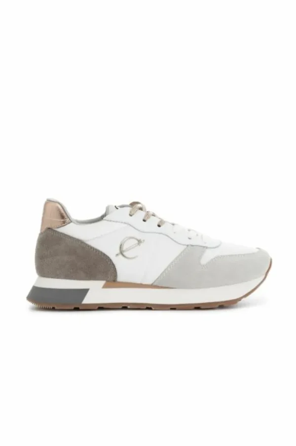 CafèNoir sneakers da donna in pelle scamosciata e tessuto multi taupe