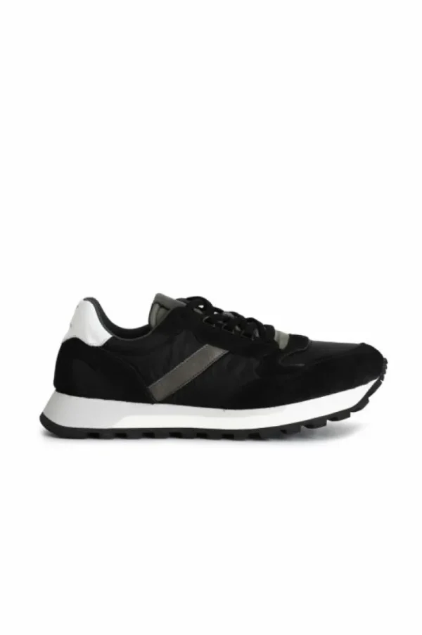 Uomo CafèNoir sneakers da uomo in pelle scamosciata e tessuto multi nero