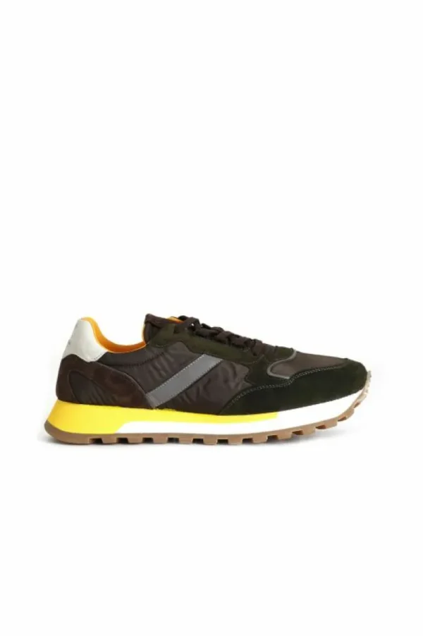 Uomo CafèNoir sneakers da uomo in pelle scamosciata e tessuto multi militare