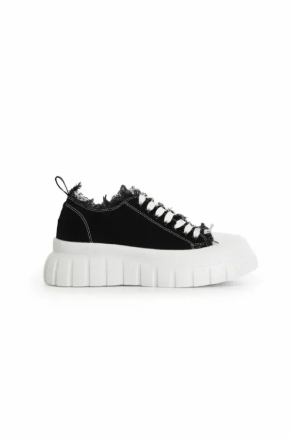 CafèNoir sneakers in tessuto sfrangiato e cuciture a contrasto