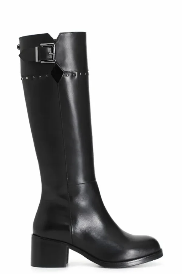 CafèNoir stivale in pelle con fibbia e borchie