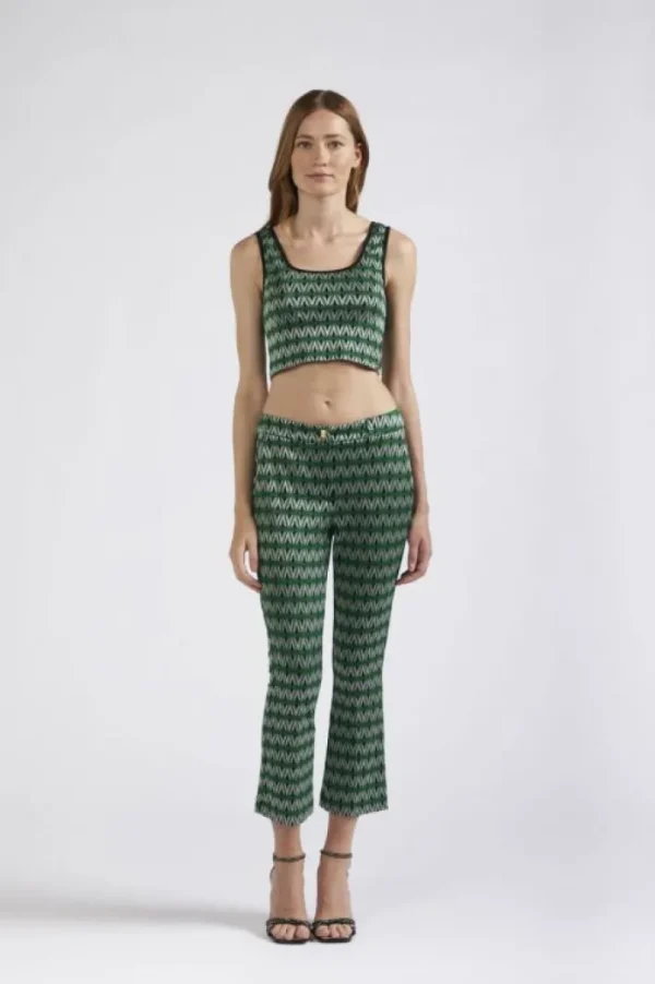 CafèNoir top corto tessuto jacquard rombo multiverde