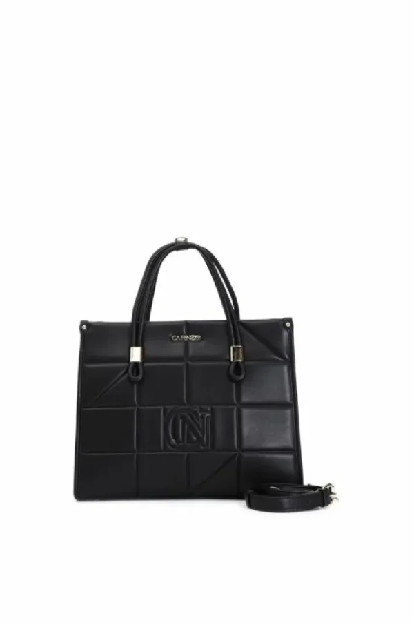 CafèNoir tote bag con pannello di quadrati in rilievo