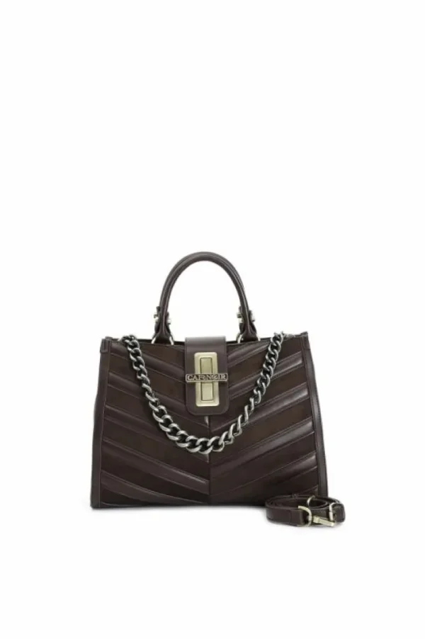 CafèNoir tote con applicazioni di striscie imbottite