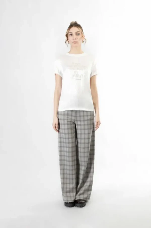 CafèNoir t-shirt bimateriale con stampa glitterata