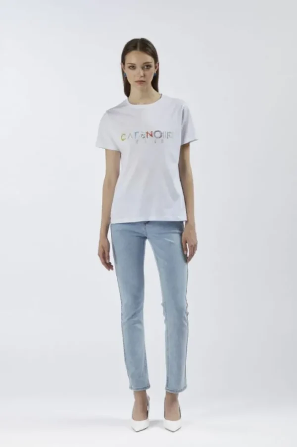 CafèNoir t-shirt con logo in perline colorate