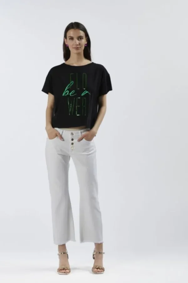 CafèNoir t-shirt cropped a maniche corte "be a flower"