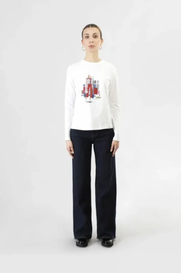 CafèNoir t-shirt manica lunga con stampa new york