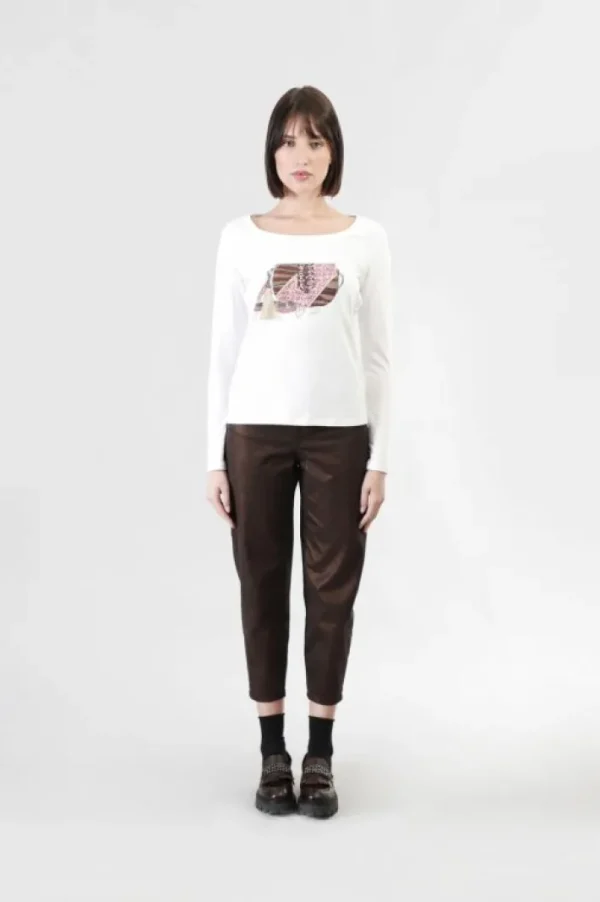 CafèNoir t-shirt manica lunga stampa borsetta