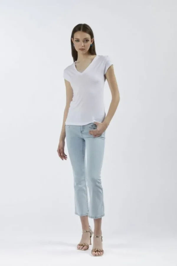 CafèNoir t-shirt scollo a "v" con placchette alle spalle