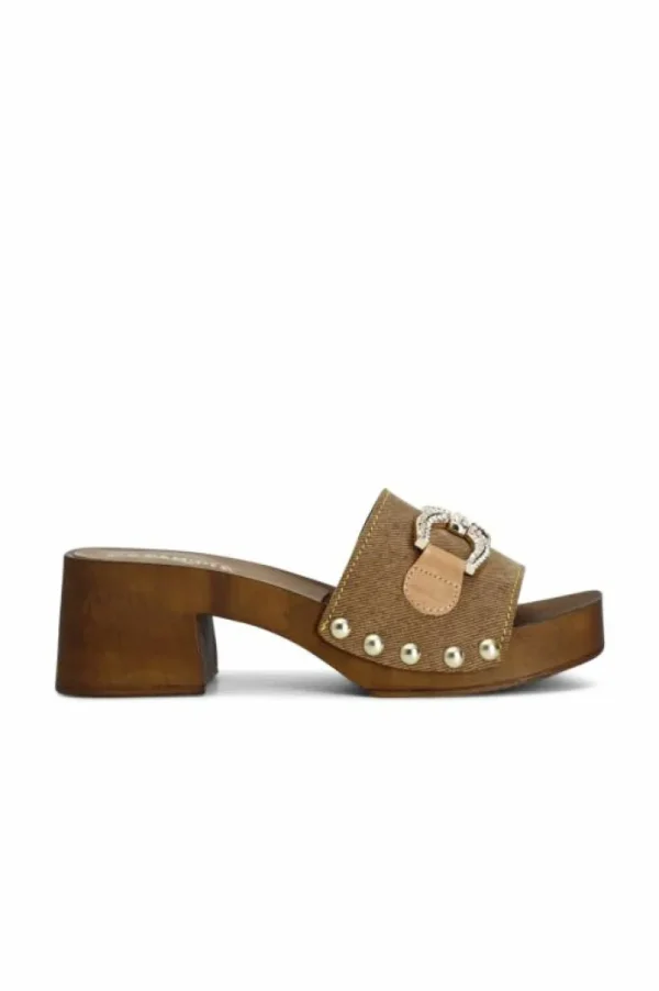 CafèNoir zoccoli in pelle scamosciata con morsetto